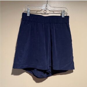 Grana Women's High Waist Silk Shorts - Navy Blue